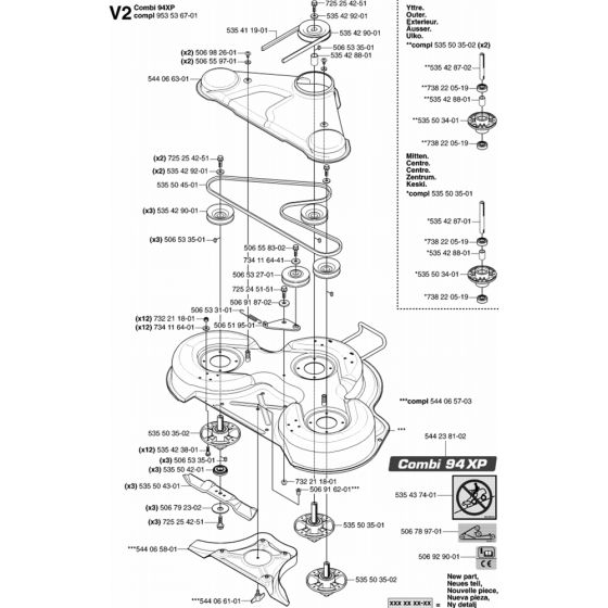 94cm Cutting Deck Assembly-2 for Husqvarna PR18 Riders