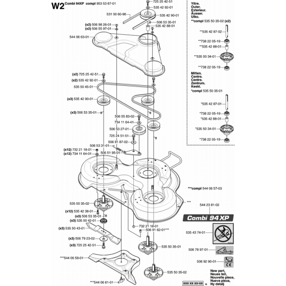 94cm Cutting Deck Assembly-2 for Husqvarna PR18 AWD Riders