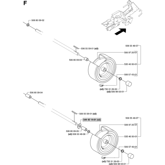 Wheels and Tires Assembly for Husqvarna PR18 AWD Riders