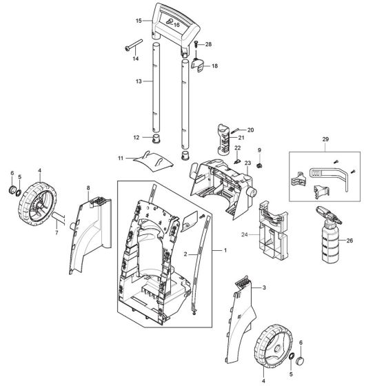 Back Assembly for Nilfisk PREMIUM 200-15 CAR WASH Pressure Washer