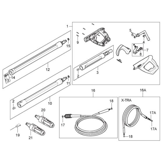 Spray Handle, Nozzles for Nilfisk PREMIUM 200-15 CAR WASH Pressure Washer