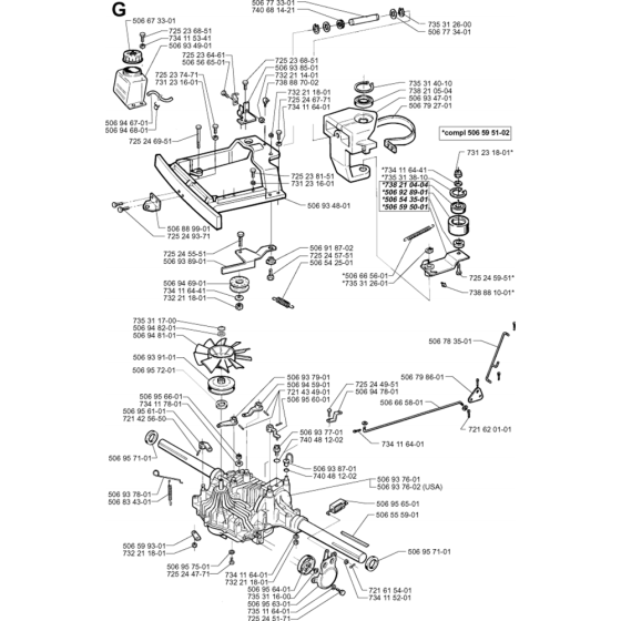 Transmission Assembly for Husqvarna PROFLEX 1200 Riders