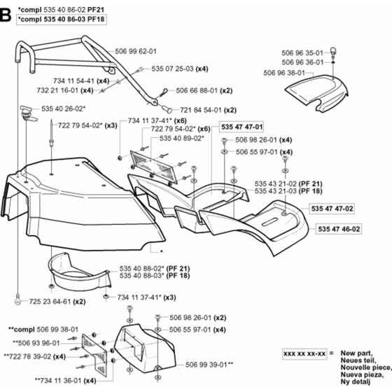 Hood Assembly for Husqvarna PROFLEX 18 Riders