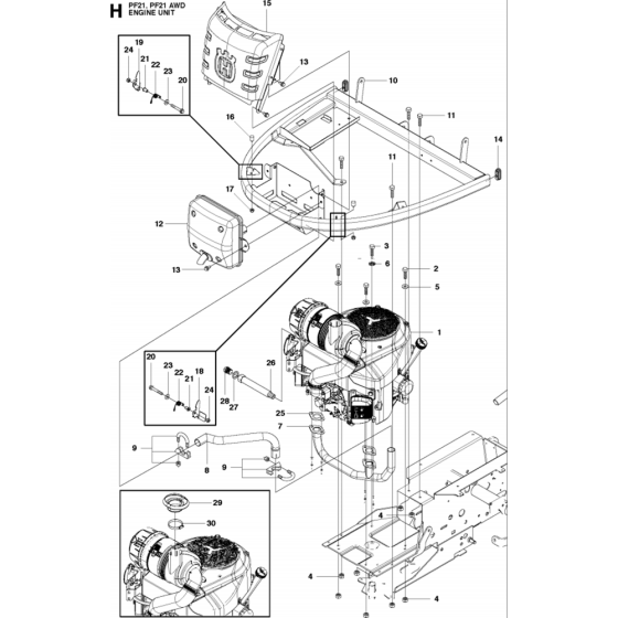 Engine Assembly for Husqvarna PROFLEX 21 Riders