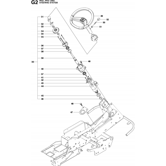 Steering Assembly-2 for Husqvarna PROFLEX 21 AWD Riders