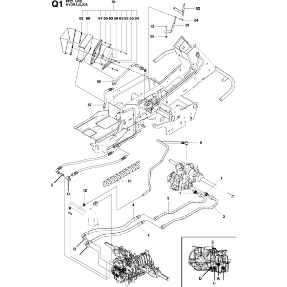 Hydraulics Assembly-1 for Husqvarna PROFLEX 21 AWD Riders