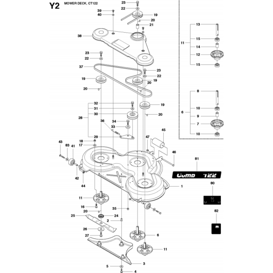 48"/122cm Cutting Deck Assembly-3 for Husqvarna PROFLEX 21 AWD Riders