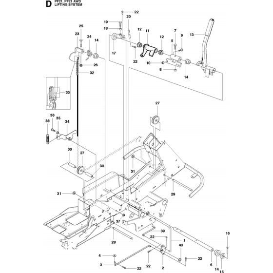 Mower Lift/Deck Lift Assembly for Husqvarna PROFLEX 21 AWD Riders