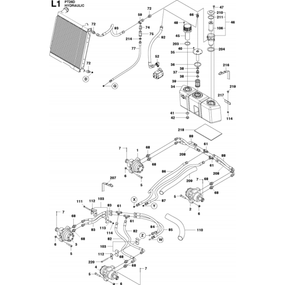 Hydraulic Pump - Motor Assembly-1 for Husqvarna PT26 D Riders