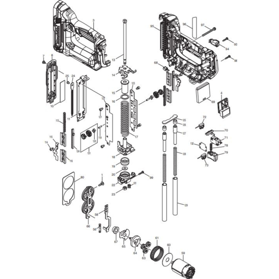 Main Assembly for Makita PT354DZ Cordless Nailer