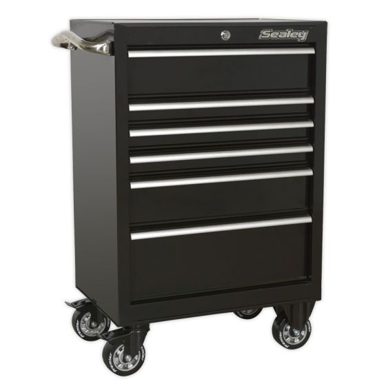 Rollcab 6 Drawer 675mm Heavy-Duty Black Sealey Part No. PTB67506