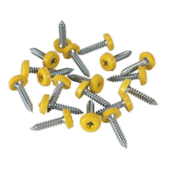 Number Plate Screw Plastic Enclosed Head 4.8 x 24mm Yellow Pack of 50 Sealey Part No. PTNP6