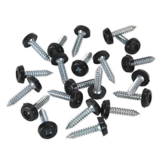 Number Plate Screw Plastic Enclosed Head 4.8 x 24mm Black Pack of 50 Sealey Part No. PTNP7