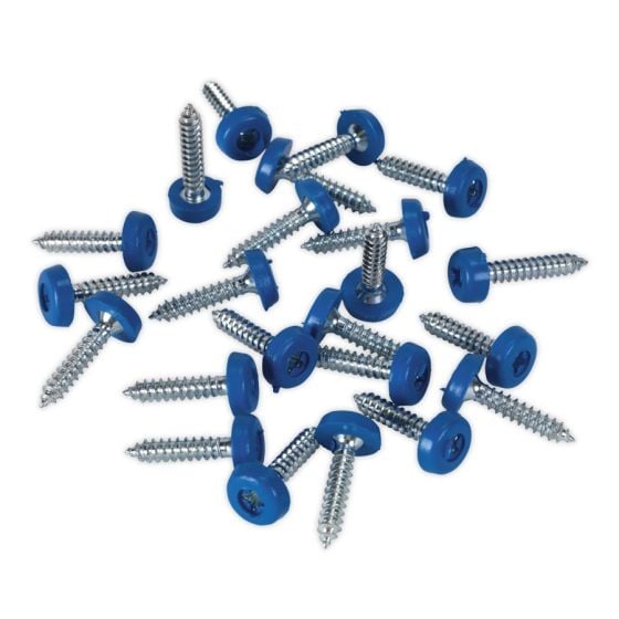 Number Plate Screw Plastic Enclosed Head 4.8 x 24mm Blue Pack of 50 Sealey Part No. PTNP8