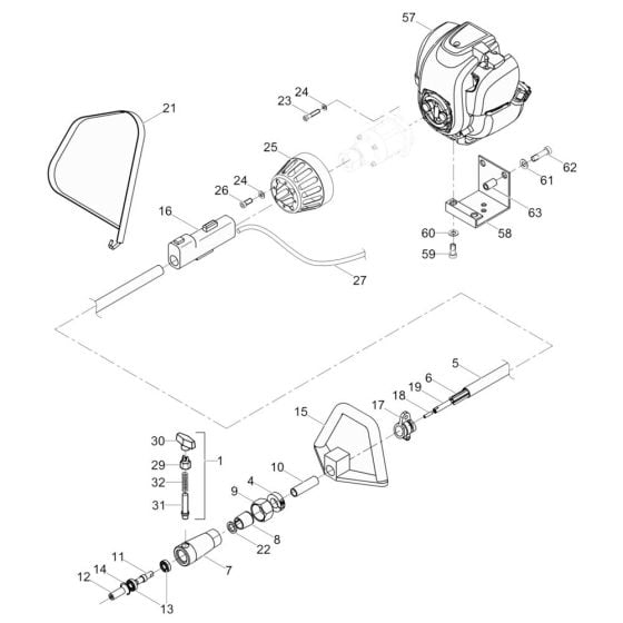 Handle Assembly for Wacker PV35A Vibrator