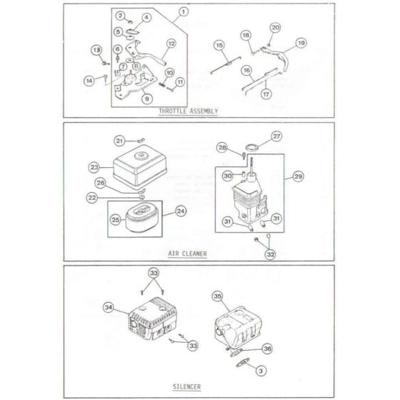 Air Cleaner, Silencer and Throttle Control for Wacker PVP75A Plate Compactor