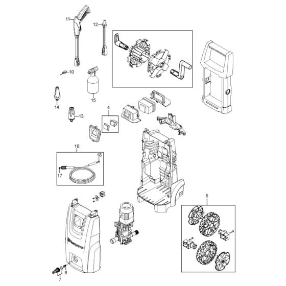 Complete Assembly for Husqvarna PW 125 Pressure Washer