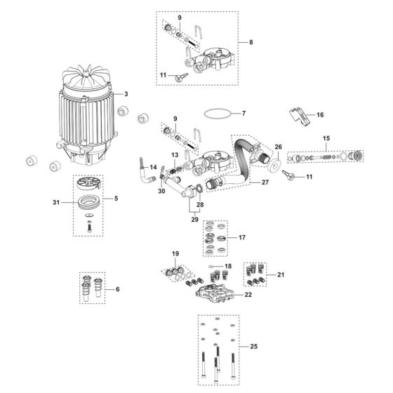 Pump Assembly for Husqvarna PW 360 (2024) Pressure Washer