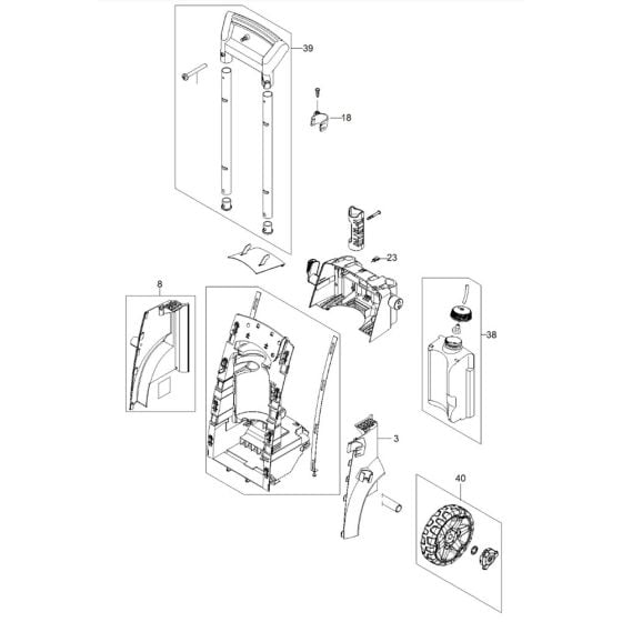 Back Assembly for Husqvarna PW 450 Pressure Washer