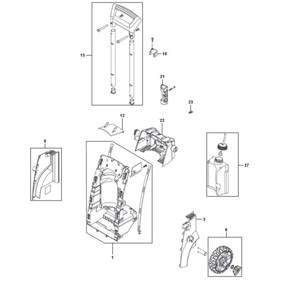 Back Assembly for Husqvarna PW 480 Pressure Washer