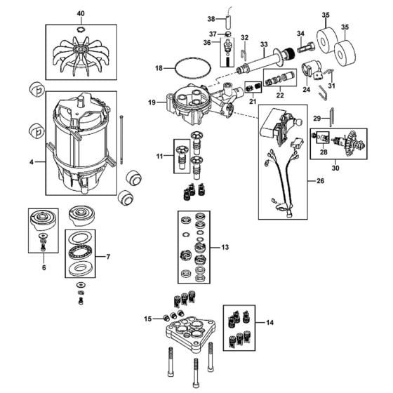 Pump Assembly for Husqvarna PW 480 Pressure Washer