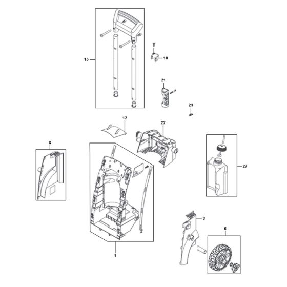 Back Assembly for Husqvarna PW 490 Pressure Washer