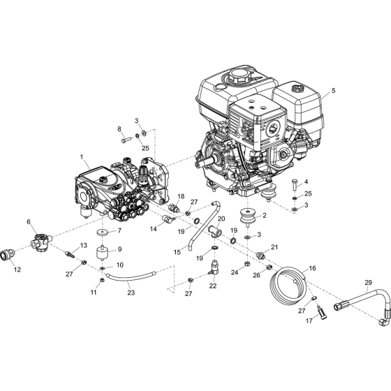 Engine, Gearbox & Pump Assembly (PWX 15/250 Honda) for Belle PWX Range Pressure Washers