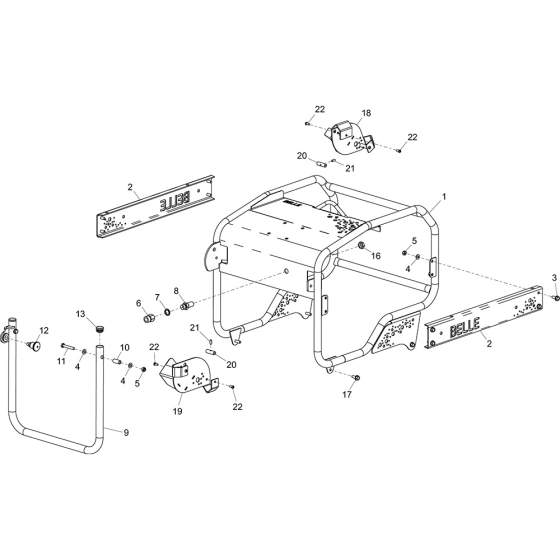 Frame Assembly (PWX 08/180) for Belle PWX Range Pressure Washers