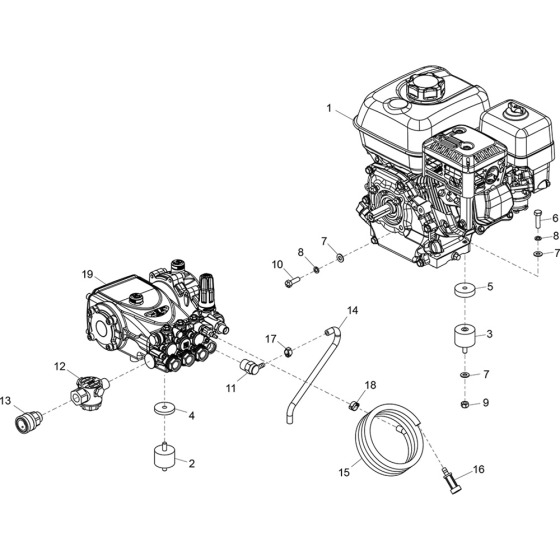 Engine, Gearbox & Pump Assembly (PWX 08/180) for Belle PWX Range Pressure Washers