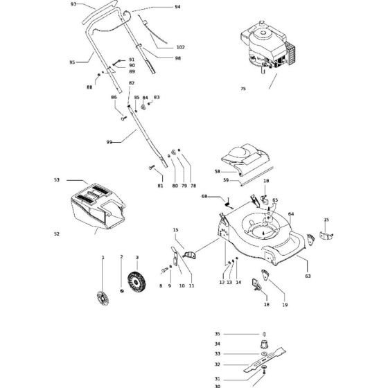 Complete Product Assembly for Flymo QUICKSILVER 46S Mowers