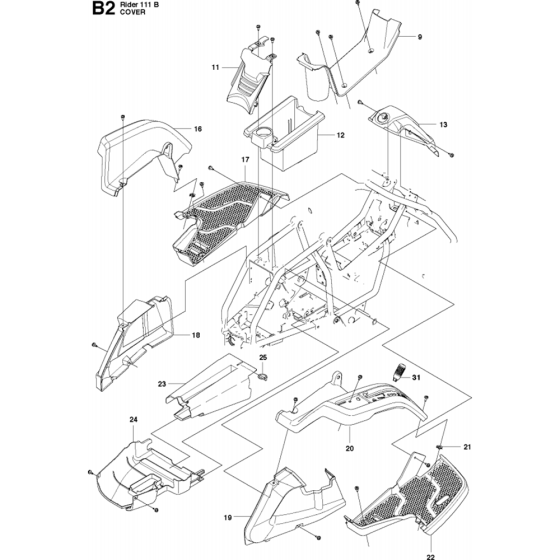 Cover Assembly-2 for Husqvarna R111 B Riders