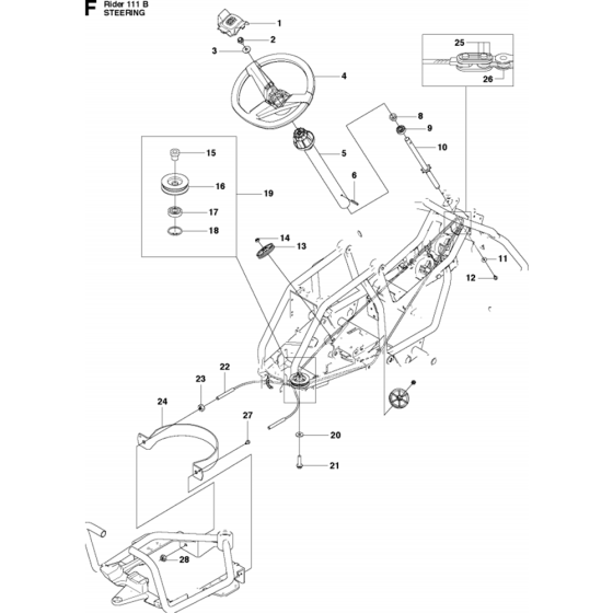 Steering Assembly for Husqvarna R111 B Riders