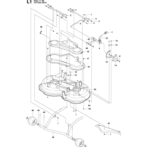 Mower Deck/Cutting Deck Assembly-1 for Husqvarna R111 B5 Riders