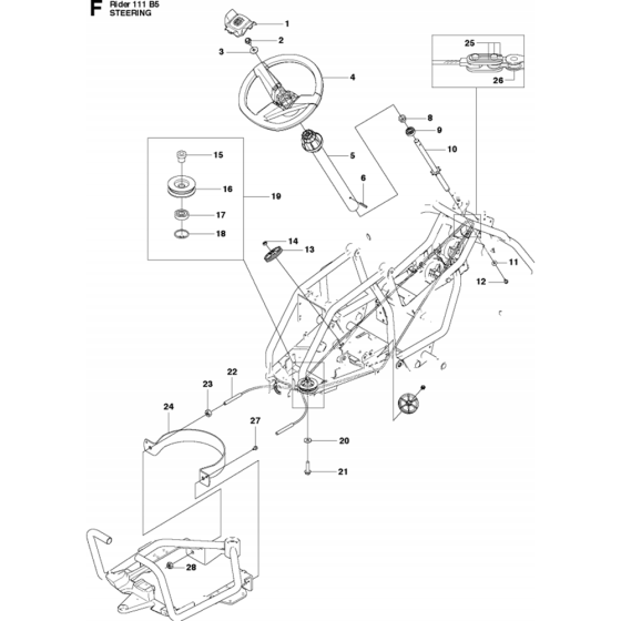 Steering Assembly for Husqvarna R111 B5 Riders