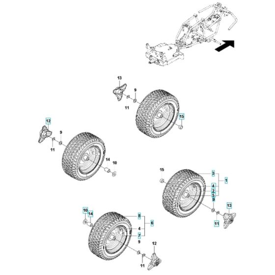 Wheel Assembly for Husqvarna R 112iC Ride-On Mower