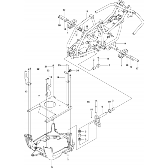 Chassis Rear Assembly for Husqvarna R115 B Riders