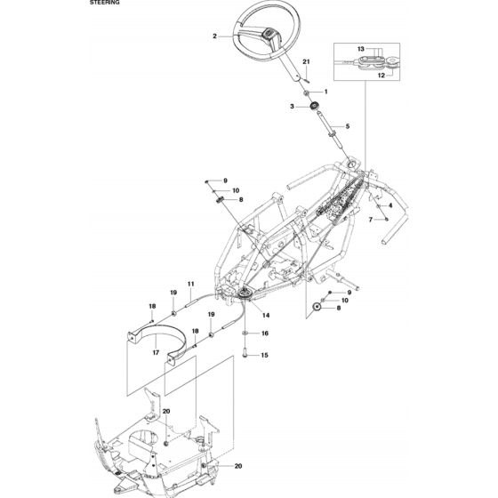 Steering Assembly for Husqvarna R115 C Riders