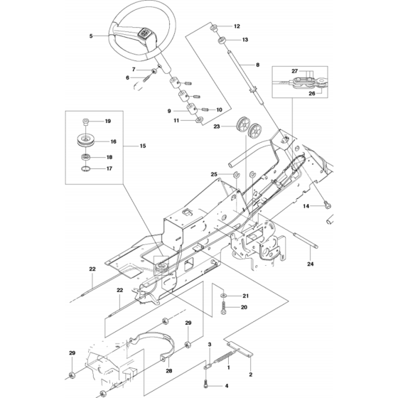 Steering Assembly for Husqvarna R13 C5 Riders