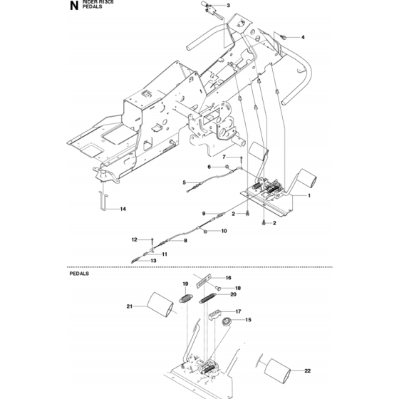 Pedals Assembly for Husqvarna R13 C5 Riders