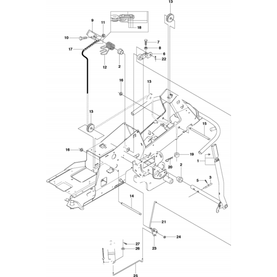 Mower Lift/Deck Lift Assembly for Husqvarna R13 C5 Riders