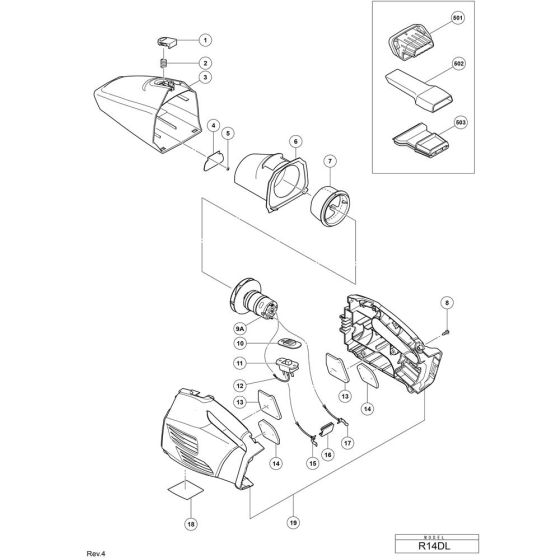 Main Assembly for Hikoki R14DL Cordless Cleaner