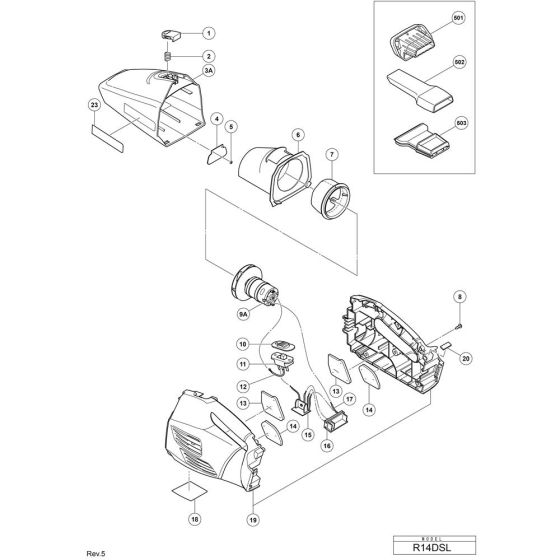 Main Assembly for Hikoki R14DSL Cordless Cleaner