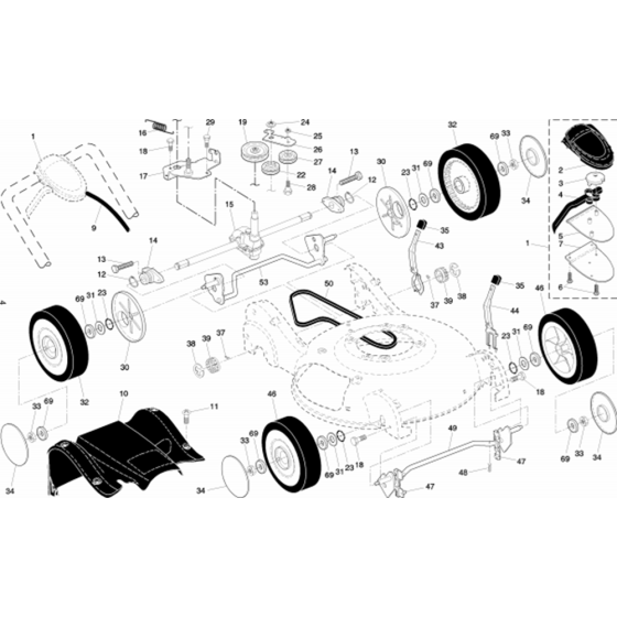 Product Complete-1 Assembly for Husqvarna R152 SVH-BBC Commercial Lawn Mower