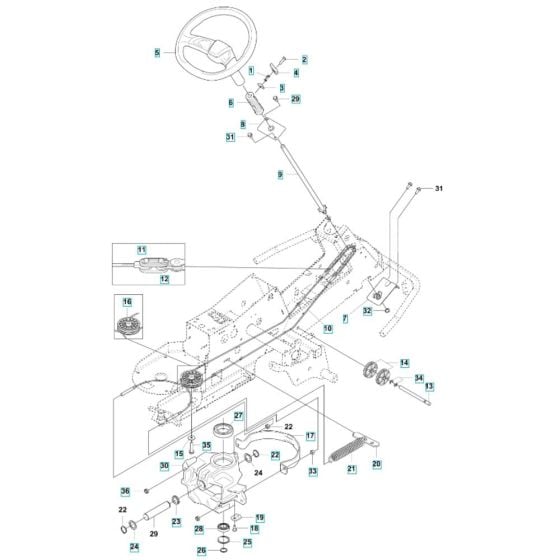 Steering Assembly for Husqvarna R 200iX Ride-On Mower