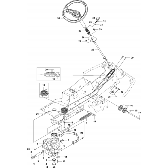 Steering Assembly for Husqvarna R213 C Riders