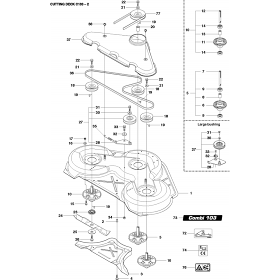 103cm Cutting Deck Assembly-2 for Husqvarna R214 T AWD Riders