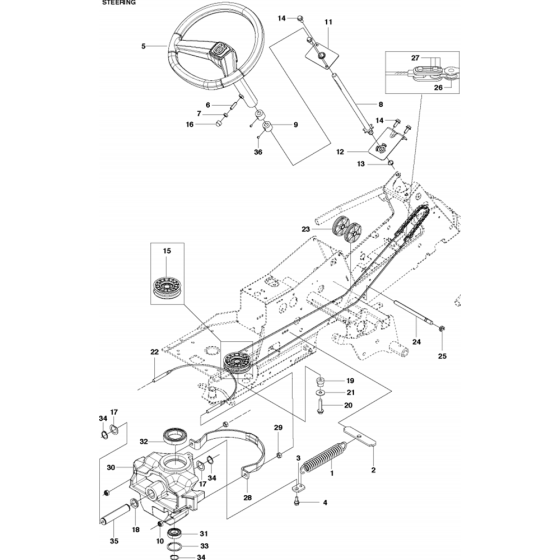 Steering Assembly for Husqvarna R214 T AWD Riders