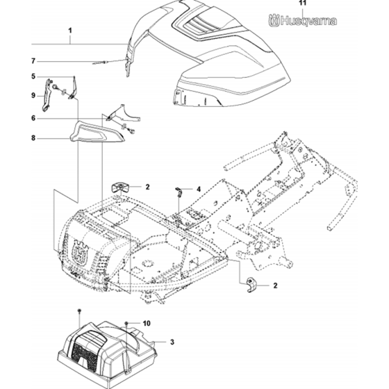 Cover Assembly-1 for Husqvarna R214 TC Riders