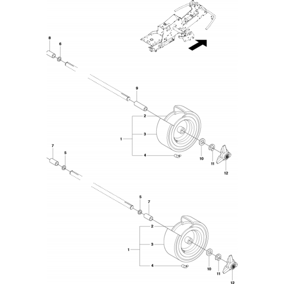 Wheels and Tires Assembly for Husqvarna R216 T AWD Riders