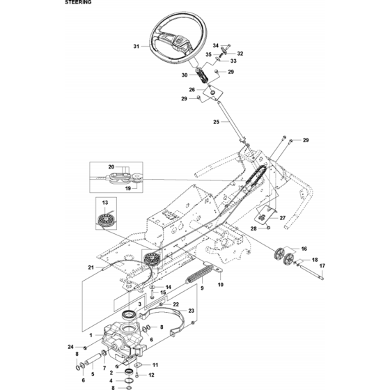 Steering Assembly for Husqvarna R216 T AWD Riders